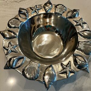 Pewter Decorative Bowl with Shell Design